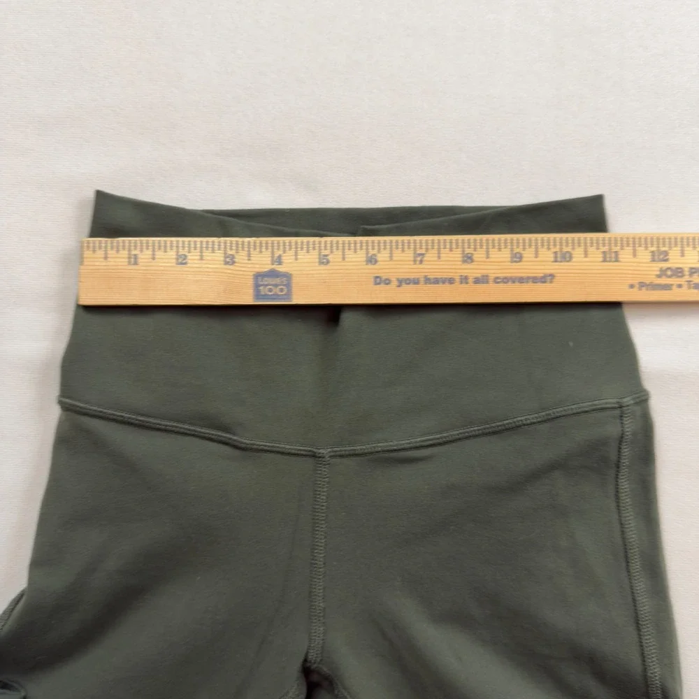 Alo Yoga High-Waist Moto Leggings Forest‎ Green Quilted Panels Womens XXS EUC